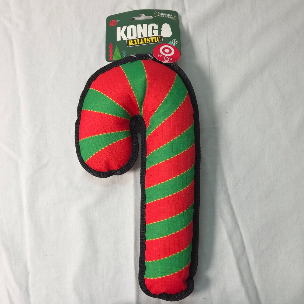 KONG Ballistic Candy Cane Dog Toy Holiday Squeak Rattle Target Exclusive Md/Lg